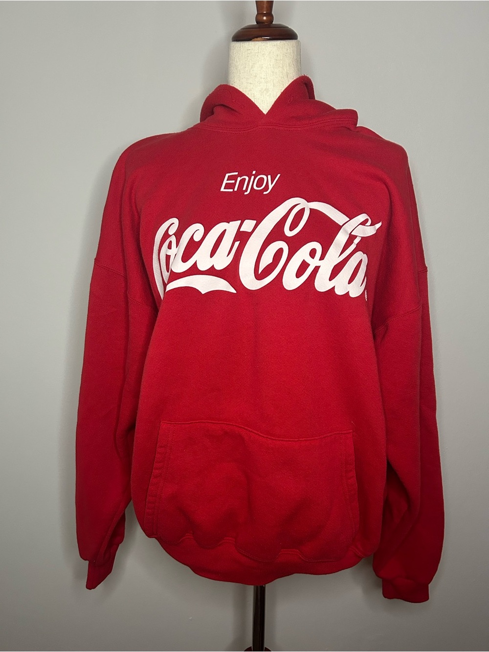 COCA COLA Red Long Sleeve Hoodie with White Logo